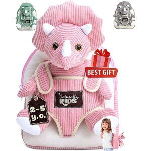 🆕 Girls Pink Dinosaur Toys Triceratop Stuffed Animal  2 3 4 5 Year Old Backpack